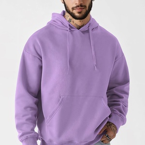 Sweat à capuche oversize en molleton de coton pour homme, 350 GSM, teinture unie, avec poche kangourou, logo personnalisé, marque privée - Product Image 1