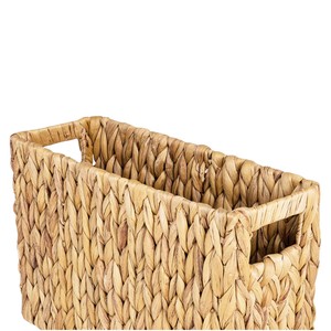 Panier de rangement polyvalent ISLA élégant en jacinthe d'eau tressée à la main avec poignées intégrées, panier porte-revues, vente en gros - Product Image 5