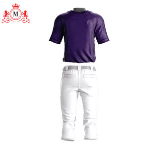 Ensemble uniforme de baseball pour homme, maillot violet avec empiècements blancs et pantalon blanc, matière polyester respirante pour adultes - Product Image 6
