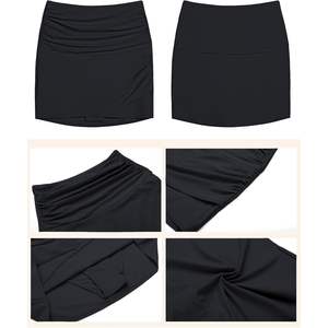 2025 falda de baño de Fitness de cintura alta para mujer Tulip Hem Shirring Bikini Bottoms traje de baño - Product Image 5