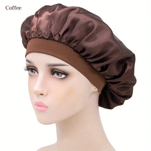Bonnet unisexe tendance couleur unie, chapeau de nuit en satin de soie lisse à bord étroit et élastique, pour le quotidien, la maison, les loisirs et le sommeil, toutes saisons - Product Image 2