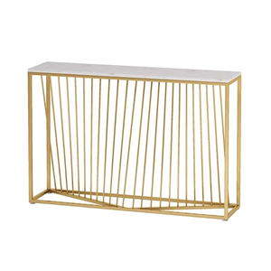 Console en marbre noir avec base en forme de lune croissante dorée, disponible à prix de gros. - Product Image 3