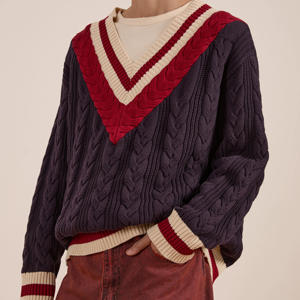 Pull de cricket respirant à manches longues et col en V pour homme, personnalisable avec logo frontal, tricoté à la main en laine/cachemire, vêtement de sport d'hiver - Product Image 6