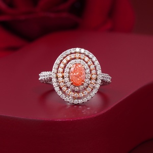 แหวนหมั้นเพชรรูปไข่สีชมพูสดใสทรงสามวง 1.53 กะรัต ทองคำขาว 14K - Product Image 2