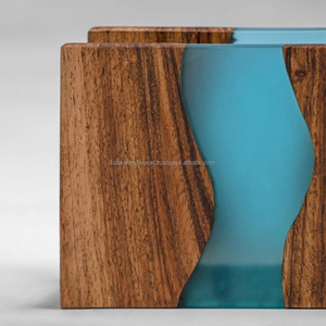 Servilletero de mesa de madera de acacia y epoxi transparente adecuado para cocina, comedor, comedor o al aire libre de Falak World Export - Product Image 3