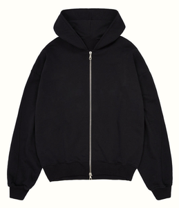 Sudadera con Capucha Extra Grande Unisex, Color Negro Sólido, Algodón French Terry, Corte Casual, Ropa de Invierno Transpirable, Servicio OEM - Product Image 6