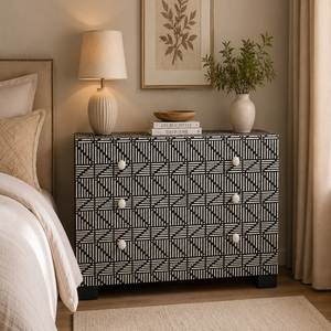 Commode en bois sculptée à la main avec incrustations en os, meuble de rangement élégant d'Inde - Product Image 6