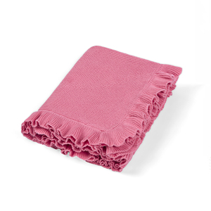 Eco Friendly 100% Cotton Autumn Knitted <b>Throw</b> Baby <b>Blanket</b> Solid Color Ruffle Cute Style Machine Washable Vietnam OEM/ODM Custom - Product Image 1