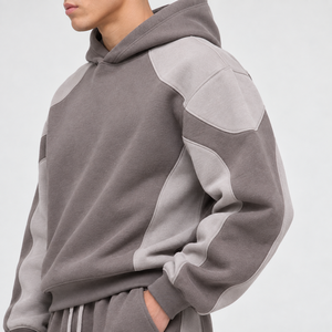 Ensemble survêtement gris à capuche pour homme, coupe ample, décontracté, avec poches latérales, en coton respirant, idéal pour l'automne - Product Image 6