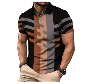 Polo Estampado para Hombre, Manga Corta, Transpirable, de Poliéster Tejido, Estilo Casual, Veraniego, Urbano, Personalizado - Product Image 4
