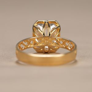 Royal Style 2.01CT Radiant Cut Diamond Art Deco Band <b>Ring</b> Lab Grown 14K Yellow Gold Wedding Bridal Gift For Promise Charms - Product Image 4