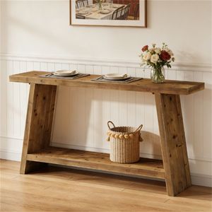<b>Solid</b> <b>Wood</b> Console Table with Storage Space Elegant Sofa Table and Entrance <b>Desk</b> Decorative Table - Product Image 1