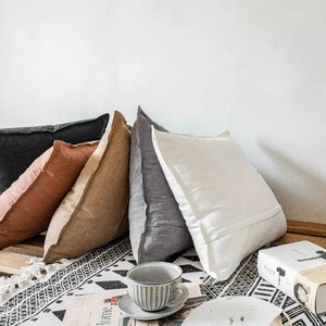 Solid Square Cushion Cover Linen Nordic Style Handmade Stitching Envelop Closure Home <b>Decor</b> <b>Pillow</b> Case - Product Image 6
