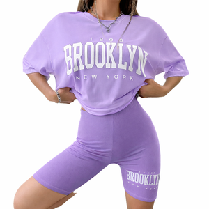 Ensemble t-shirt et short pour femme, coupe décontractée été, tissu doux et respirant, tenue décontractée deux pièces - Product Image 3