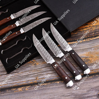 Cuchillos de Cocina Personalizados Hechos a Mano, Profesionales, Ecológicos, de Acero de Damasco, de 6 Piezas, con Hoja Entera Parcialmente Dentada, Ambidiestros