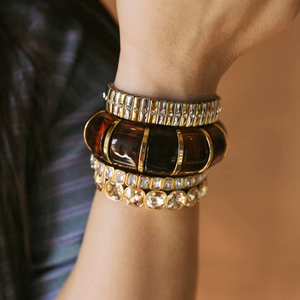 Trendy Irregular Geometric Metal & Resin <b>Bangles</b> <b>Bracelet</b> for Women Stacked Lady Party Cuff on Wrist Fashion Jewelry Accessories - Product Image 1