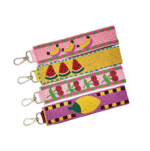 Llavero de Frutas con Cuentas y Bordado Hecho a Mano, Diseño de Sandía, Limón, Cereza y Plátano, Correa de Alta Calidad para Bolso - Product Image 1