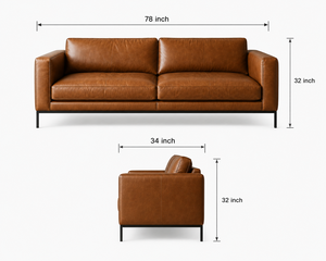 Sofá de Cuero Moderno de Mediados de Siglo, 2.5 Plazas, con Patas de Metal, Mueble de Primera Calidad para Sala de Estar - Product Image 2