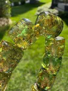 Perles de Tasbih en résine verte éco-responsable faites à la main pour la prière, perles naturelles artisanales uniques pour Tasbih - Product Image 6