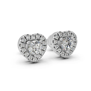 14K Rose Gold Cut Lab Grown Diamond Heart Shape Halo <b>Stud</b> <b>Earrings</b> IGI Certified Engagement Romantic <b>Fine</b> Jewelry for Women - Product Image 2