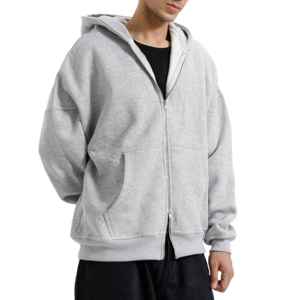Sudadera con capucha premium para hombre con cremallera frontal completa, capucha ajustable, bolsillos laterales, puños acanalados, corte relajado, estilo casual para capas, detalles de estilo. - Product Image 1