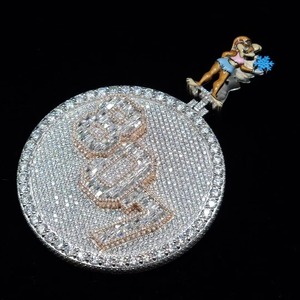 Hip Hop Jewelry 925 Sterling <b>Silver</b> Custom Engraved Name Letter Moissanite Ice Out Men's <b>Pendant</b> Personalized <b>Initial</b> <b>Pendant</b> - Product Image 4