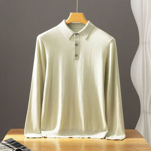 Suéter informal de negocios para hombre, con cuello tipo polo, suéter holgado, jersey de alta calidad, camiseta de lujo para hombre - Product Image 1