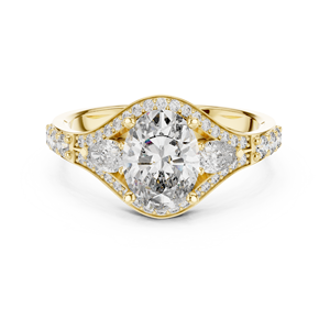 Anillo de Compromiso de Moissanita con Corte Ovalado, Oro Blanco, Doble Halo, Anillo de Boda de Doble Aro para Mujer, Joyería Fina - Product Image 6