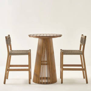 ชุดเฟอร์นิเจอร์บาร์สำหรับสวนกลางแจ้ง ชุดเก้าอี้บาร์ไม้สักทันสมัยพร้อมโต๊ะสูง สำหรับรับประทานอาหาร โรงแรม อพาร์ทเมนท์ วิลล่า - เซเลน่า - Product Image 2