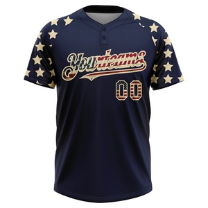 Maillot de baseball personnalisé avec drapeau américain, manches courtes pour hommes, en polyester respirant, nom et numéro de l'équipe imprimés par sublimation - Product Image 2