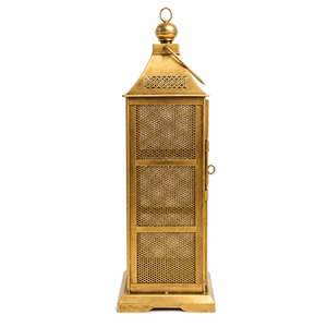 <b>Large</b> Iron Lantern | Antique Gold Metal <b>Candle</b> Lantern for Home Decor, Wedding, Hotel & Event Decoration - Product Image 1
