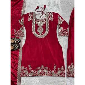 Conjunto de Traje de Fiesta Bordado en Satén con Diseño Único de Secuencia Codificada - Product Image 3