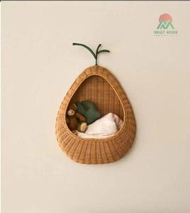 High quality Rattan Kids <b>Wall</b> Pocket with Pear - Shaped Natural <b>Wicker</b> <b>Wall</b> <b>Decor</b> for Kids room Nursery Storage & Display - Product Image 3