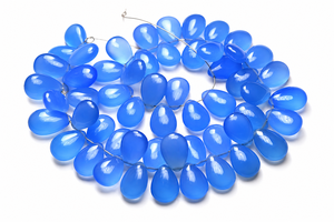 Natural Sky <b>Blue</b> Chalcedony Smooth Pear Shape Gemstone Beads Strand for Jewelry Making <b>Necklace</b> Earrings Wholesale - Product Image 4