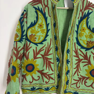 Hand Embroidered Suzani Velvet <b>Bomber</b> <b>Jacket</b> Reversible Boho <b>Vintage</b> Short Coat Colorful Ethnic Floral Pattern All Seasons - Product Image 5