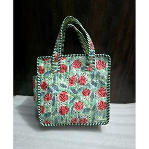 Bolso Tote Pequeño de Algodón, Hecho a Mano en India, con Estampado a Cuadros, Mini Bolso de Mano para Mujer, Bolso de Compras, Bolso Casual Estilo Boho - Product Image 3