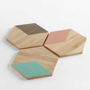 Sous-verres artisanaux en bois pour boissons, absorbants, isolants, empilables, ronds, fabriqués en Inde par Arif Handicrafts - Product Image 2