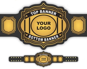 Custom Gold Championship <b>Wrestling</b> <b>Belt</b> Black Leather Boxing MMA Title Gear with Personalized Logo Custom Championship <b>Belt</b> - Product Image 1