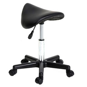 Sgabello da Ufficio Nero con Seduta Rotonda e Piedi Piatti in Plastica, Girevole - Product Image 5