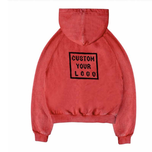 Sweat à capuche en molleton bouclette 100% coton épais, délavé à l'acide, effet soleil et vieilli, pour l'hiver, Fourniture ODM de haute qualité - Product Image 4