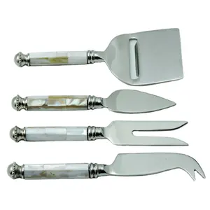 En iyi çatal ürün paslanmaz çelik ve beyaz paspas kolu sofra peynir bıçağı seti 4 mutfak aracı