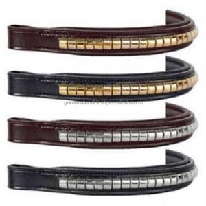 Bande de sourcils décorative en métal argenté et doré en cuir pleine fleur noir et marron de haute finition - Product Image 5