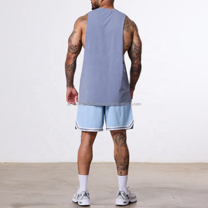 Débardeurs sans manches style vintage délavé à l'acide, vente en gros, teinture pigmentée, respirants, vêtements de sport, coupe ample avec épaules tombantes - Product Image 4