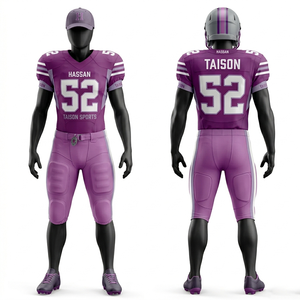 Uniforme de Fútbol Americano para Mujer, 260 GSM, Poliéster y Spandex, Panel de Malla Transpirable, Kit Morado, Sublimación Personalizada, Tackle Twill - Product Image 1