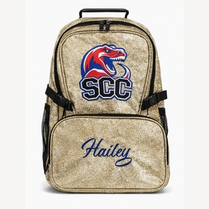 Custom Gold Glitter <b>Waterproof</b> Anti-Theft GPS Cheerleading <b>Backpack</b> Personalized Team Dance Sports School - Product Image 4
