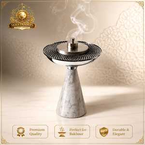 Quemador de incienso de lujo de mármol blanco, quemador de carbón para Bakhoor y Oud, aroma a incienso de Oriente Medio - Product Image 1