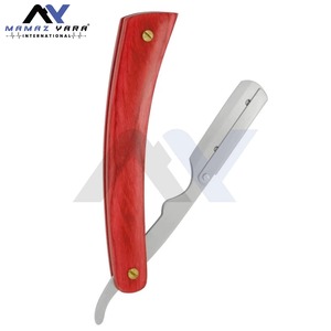 Rasoir professionnel à lame unique en acier inoxydable avec verrouillage pivotant pour hommes, manche en bois rouge et argenté, outil de rasage à bord droit - Product Image 6