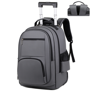Mochila impermeable negra con ruedas para portátil, de gran capacidad, para viajes de negocios, con asa telescópica y correas para los hombros. - Product Image 6