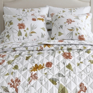 Ensemble de couvre-lit d'automne 3 pièces, motif losanges uni, mélange de coton T-150, literie pour toutes les saisons, usage domestique, style durable - Product Image 1