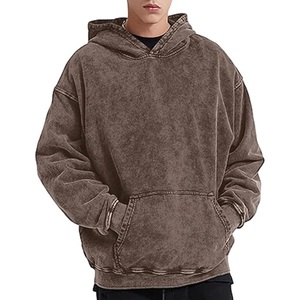 Custom Made Men's Acid Washed Hoodie Fleece Terry French Heavyweight Quick Dry Breathable Drop Shoulder Acid Wash Hood LOW MOQ - Product Image 1
